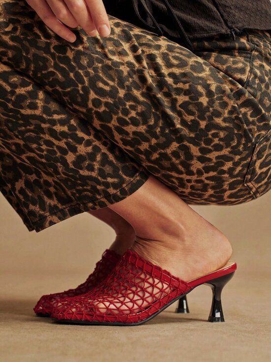 Shoes - Red Elegant Women's Hollow-Out Design Slip-On High Heel Sandals Shoes